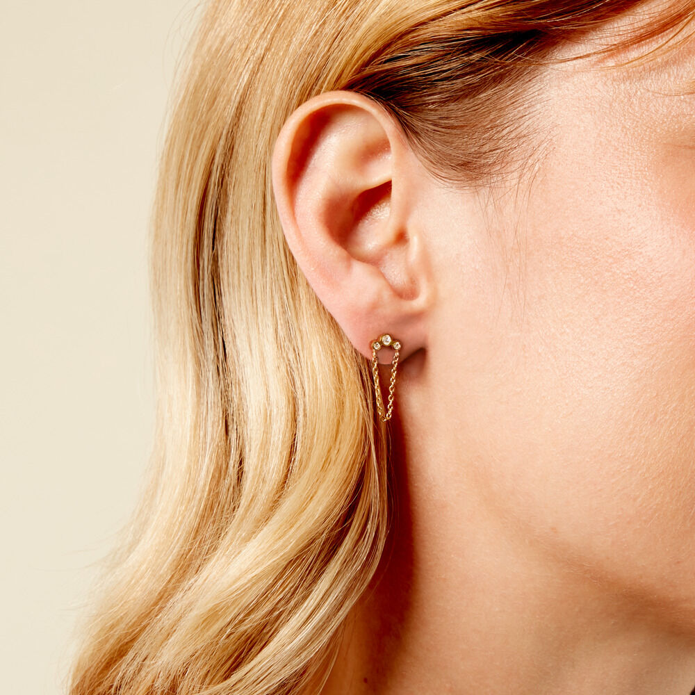 Boucles D'Oreilles Puces Sheima Acier Jaune Cristal - Puces Femme | Marc Orian