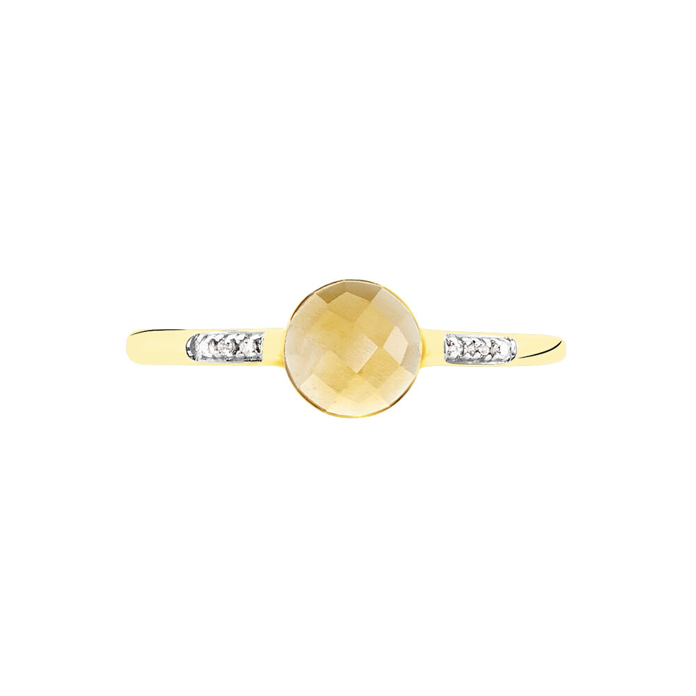 Bague Bonbon Or Jaune Citrine Et Oxyde De Zirconium - Bagues pierres fines Femme | Marc Orian