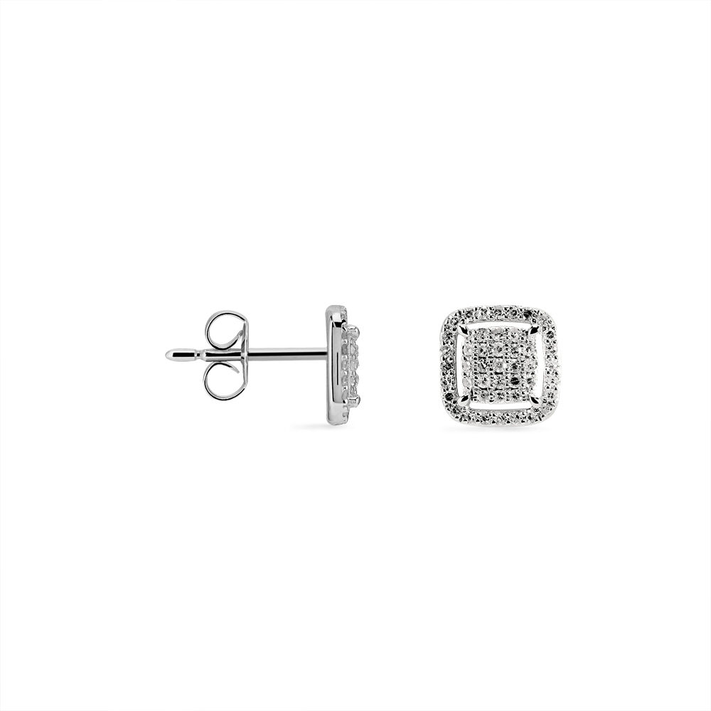 Boucles D'oreilles Puces Alessia Or Blanc Diamant - Puces Femme | Marc Orian