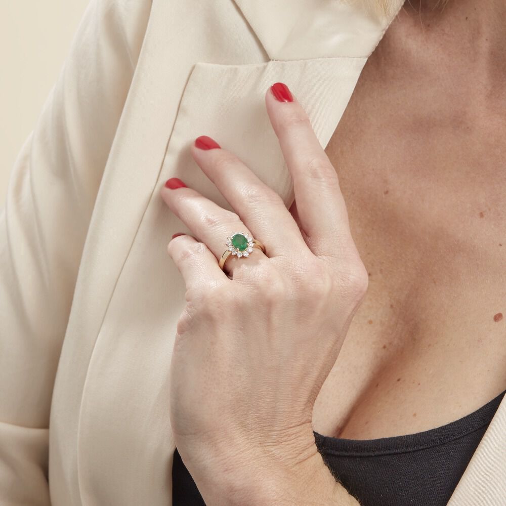 Bague Or Jaune Emeraude Diamants - Bagues vintage Femme | Marc Orian