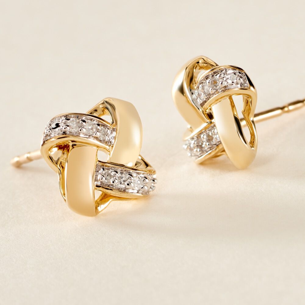 Boucles D'oreilles Puces Nyree Or Jaune Diamant - Puces Femme | Marc Orian