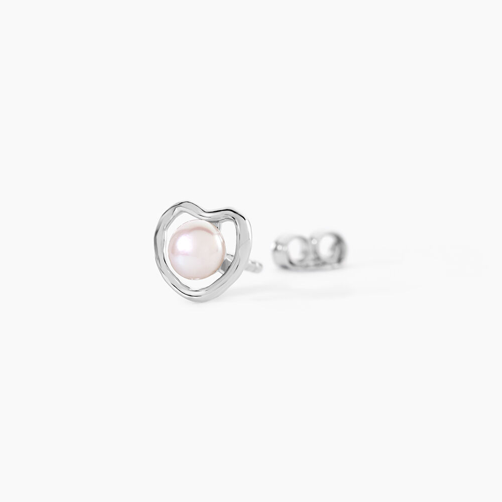 Boucles D'Oreilles Puces Ecume Argent Blanc Perle De Culture - Puces Femme | Marc Orian