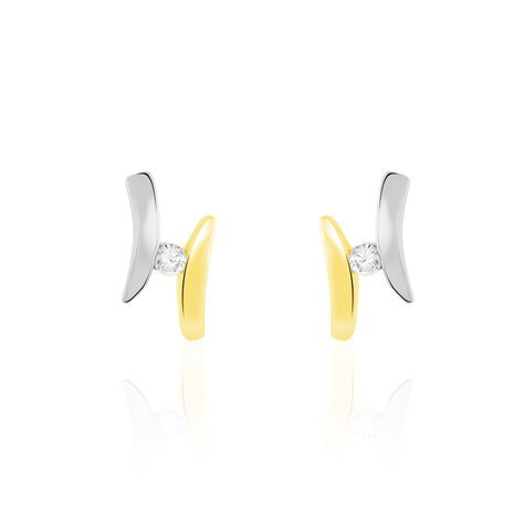 Boucles D'oreilles Pendantes Ascagne Or Bicolore Oxyde De Zirconium - Pendantes Femme | Marc Orian