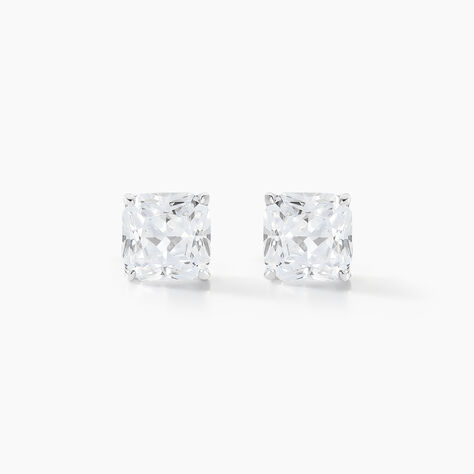 Boucles D'oreilles Puces Doreen Carre Or Blanc Oxyde De Zirconium - Puces Famille | Marc Orian