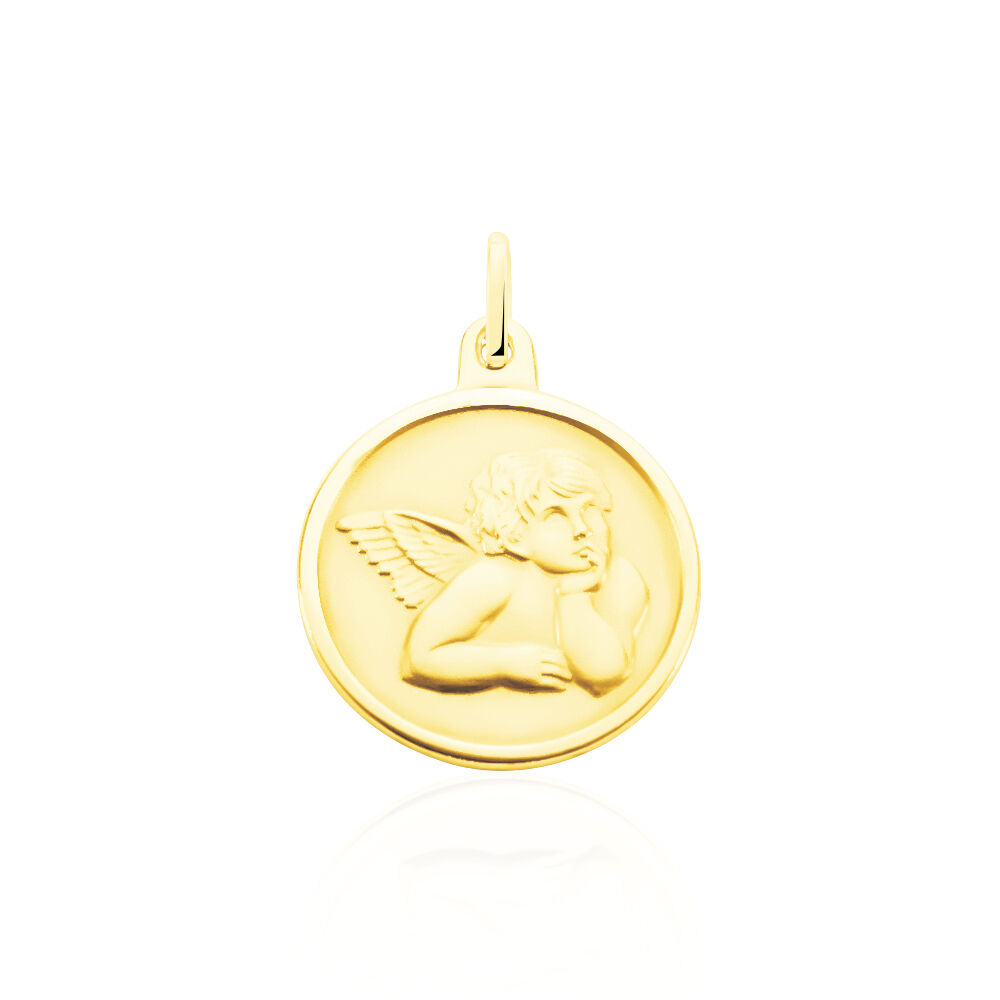 Pendentif Ange Rond Mat Or Jaune - Médailles et médaillons Famille | Marc Orian