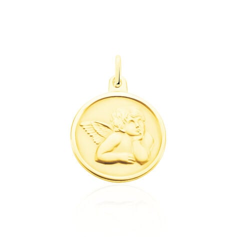 Pendentif Ange Rond Mat Or Jaune - Médailles et médaillons Famille | Marc Orian
