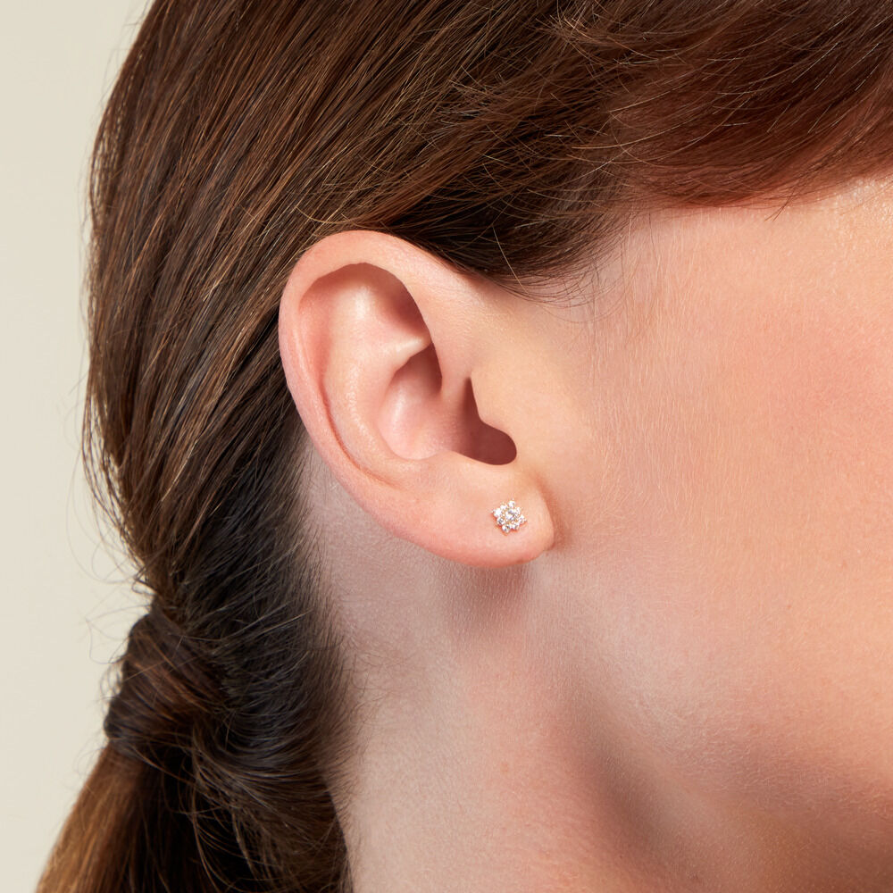 Boucles D'oreilles Puces Manus Or Jaune Oxyde De Zirconium - Puces Femme | Marc Orian