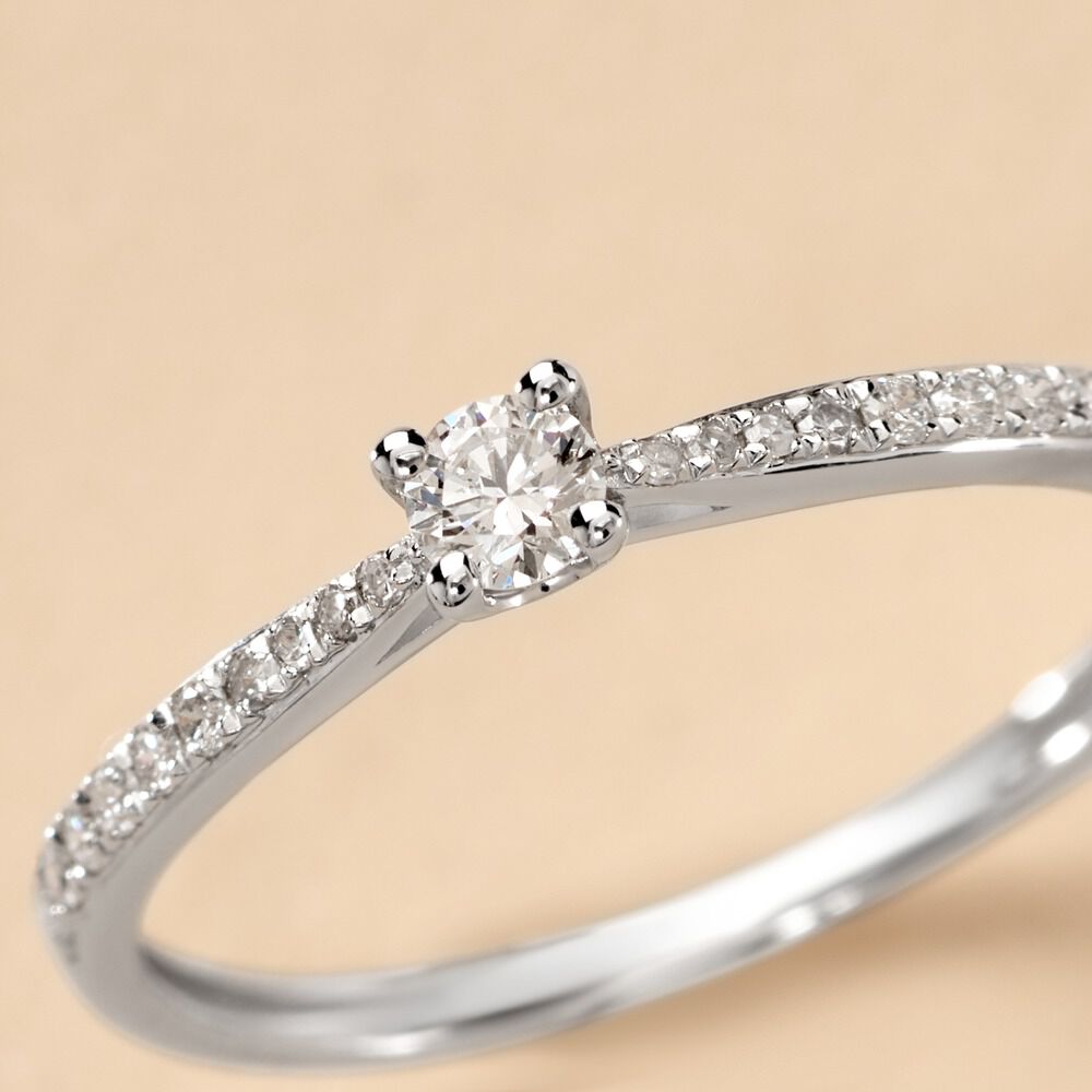 Bague Solitaire Hemera Or Blanc Diamant - Parures de mariage Femme | Marc Orian