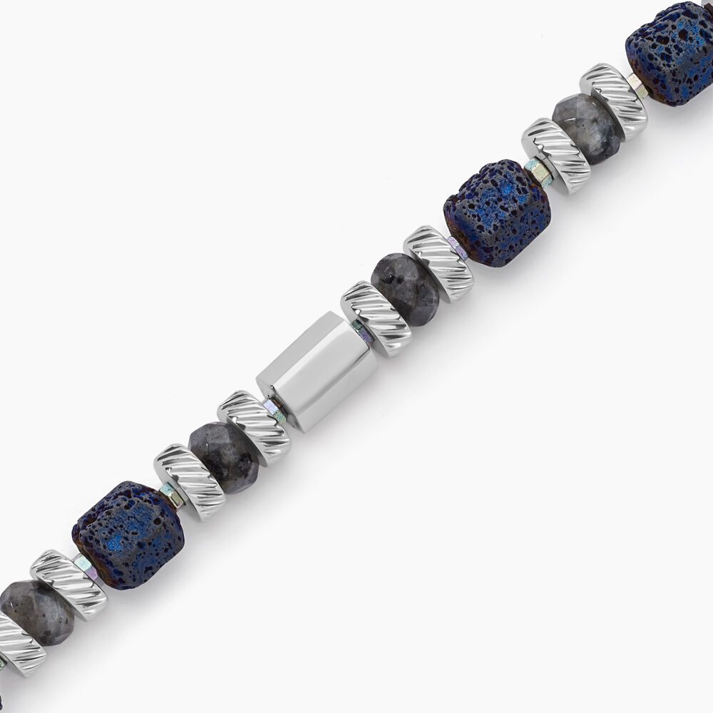 Bracelet Dark Pearl Acier Blanc Hématite Pierre De Lave Agate - Bracelets chaînes Homme | Marc Orian