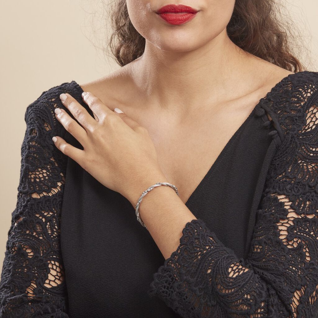 Bracelet Ciana Torsade Diamante Argent Blanc -  Femme | Marc Orian