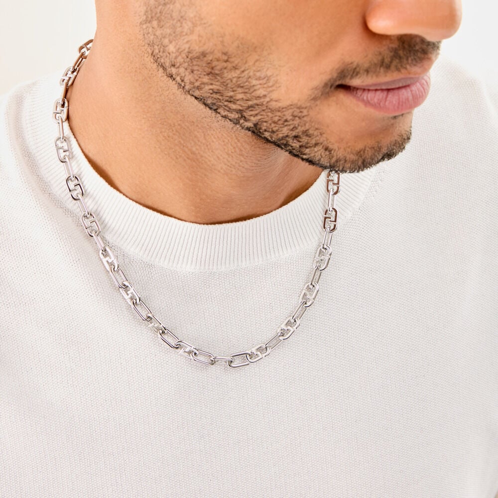 Collier M&eacute;tal Acier Argent&eacute; - Colliers fantaisie Homme | Marc Orian