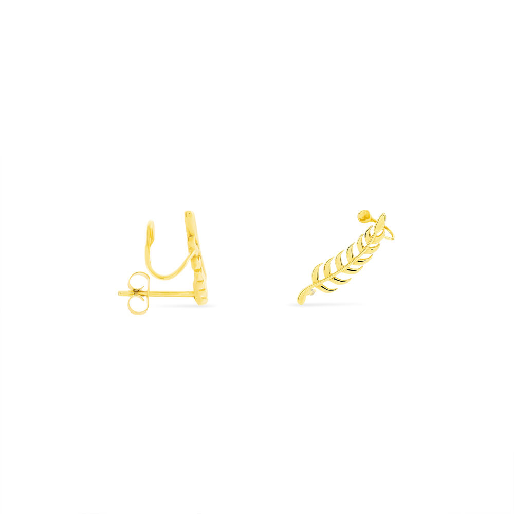 Boucles D'oreilles Grimpantes Eponine Plume Or Jaune - Piercings d'oreilles Femme | Marc Orian