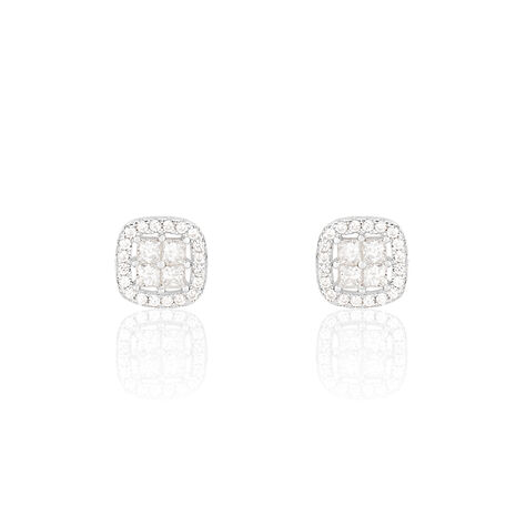 Boucles D'oreilles Puces Justina Argent Blanc Oxyde De Zirconium - Puces Femme | Marc Orian