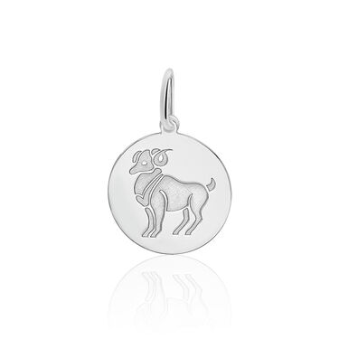 Pendentif Zodiaque Rond Argent Blanc