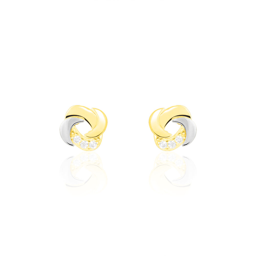 Boucles D'oreilles Puces Ilhem Fleur Or Jaune Oxyde De Zirconium - Puces Femme | Marc Orian