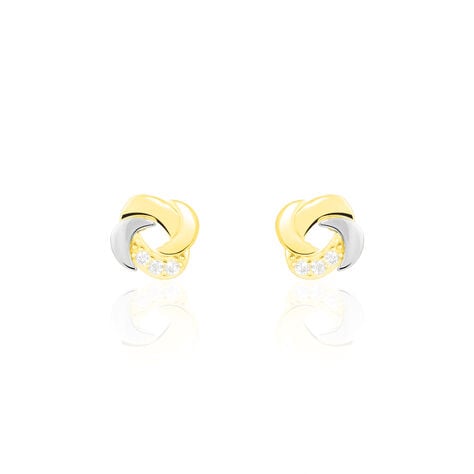 Boucles D'oreilles Puces Ilhem Fleur Or Jaune Oxyde De Zirconium - Puces Femme | Marc Orian