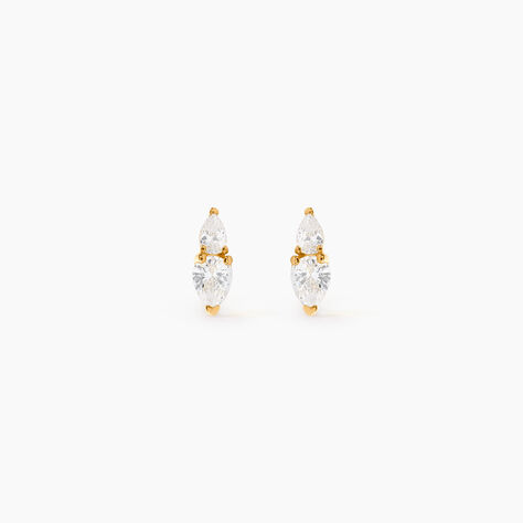 Boucles D'oreilles Puces Timeus Or Jaune Oxyde De Zirconium - Puces Femme | Marc Orian