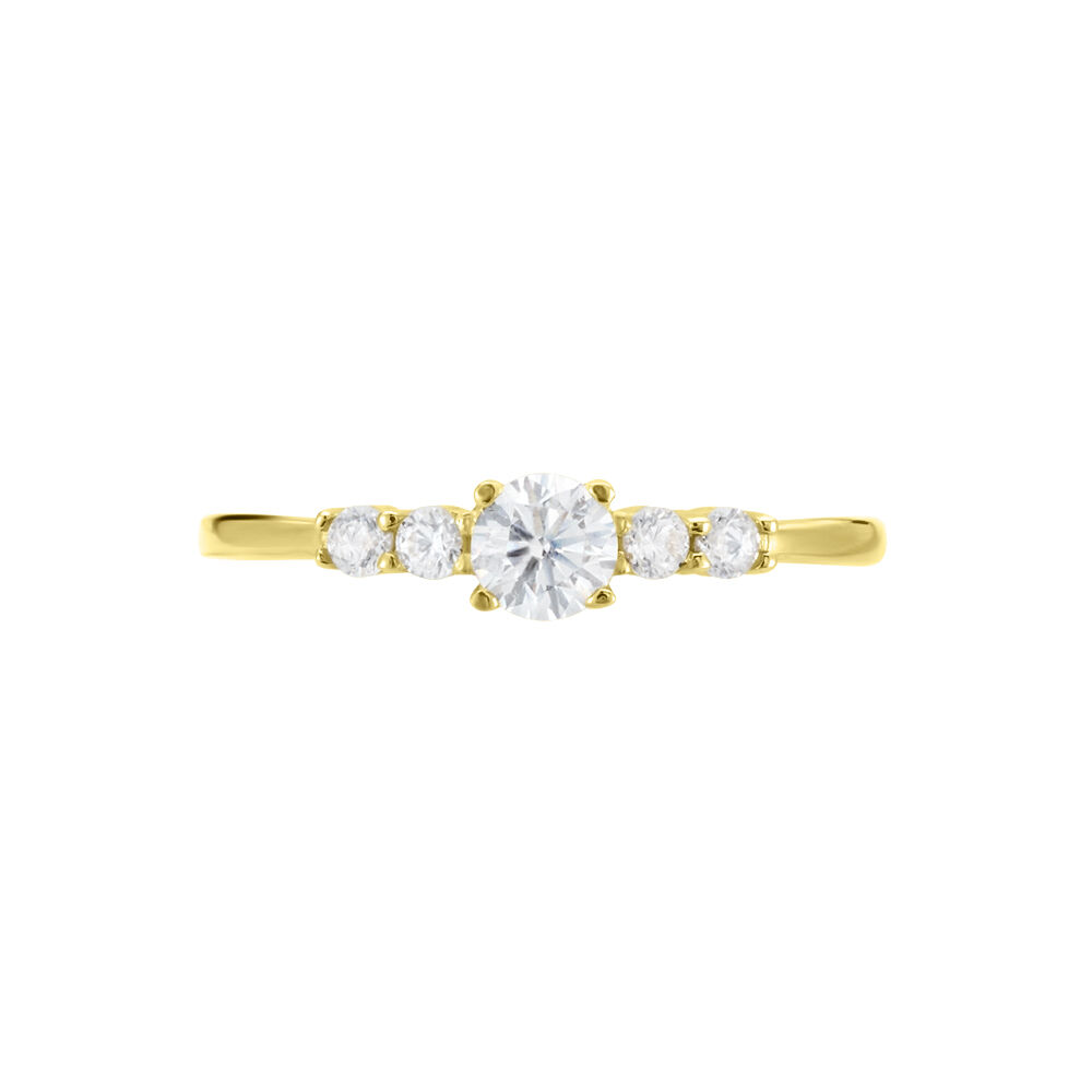 Bague Solitaire Accompagné Or Jaune Antonette Oxyde De Zirconium - Solitaires Femme | Marc Orian