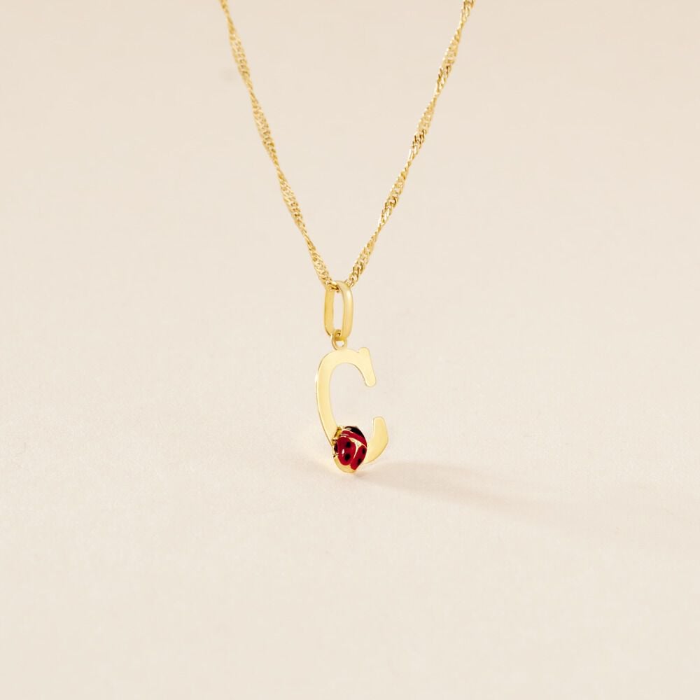Pendentif Helidie Coccinelle Lettre Or Jaune - Pendentifs Enfant | Marc Orian