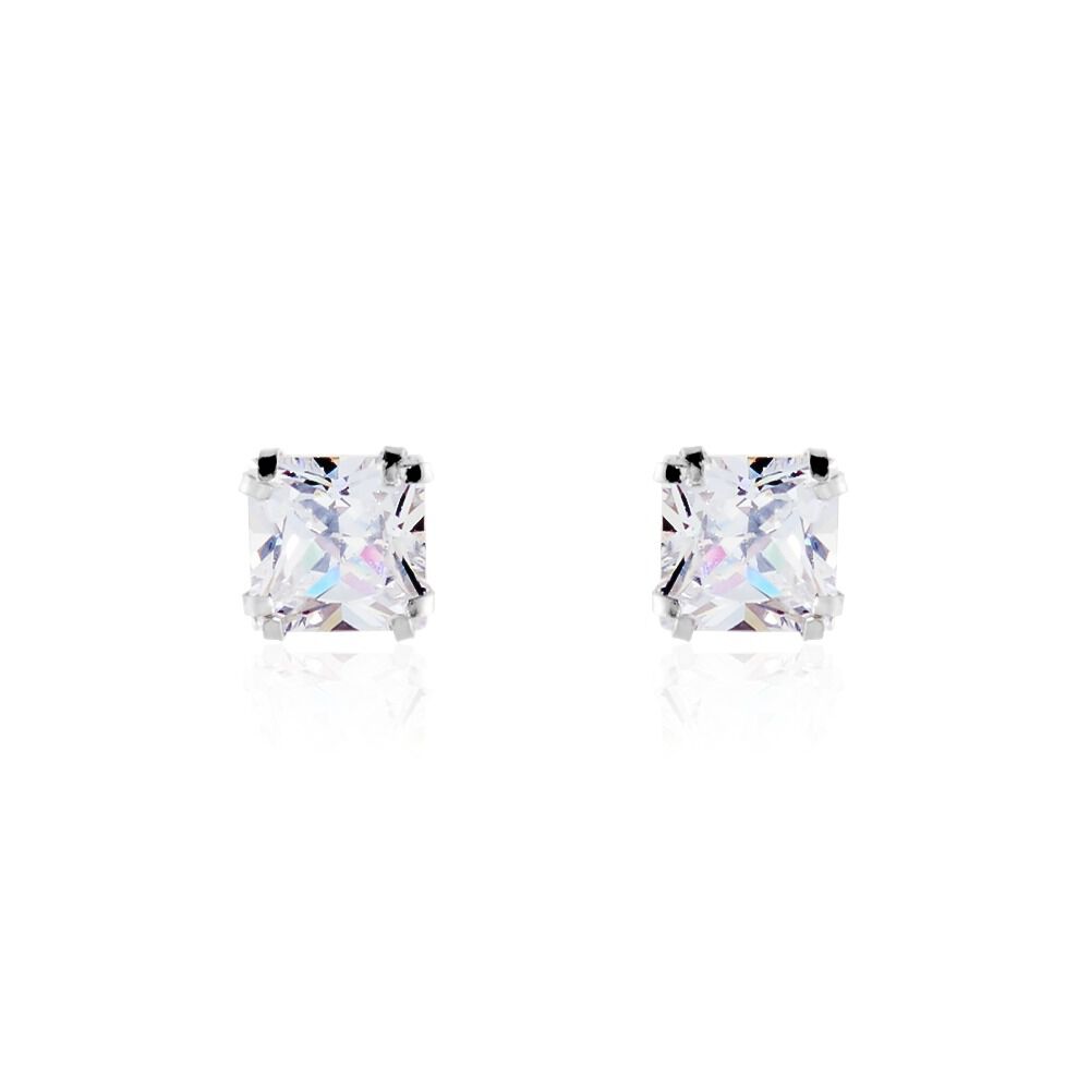 Boucles D'oreilles Puces Or Blanc Doreen Oxydes De Zirconium - Puces Famille | Marc Orian