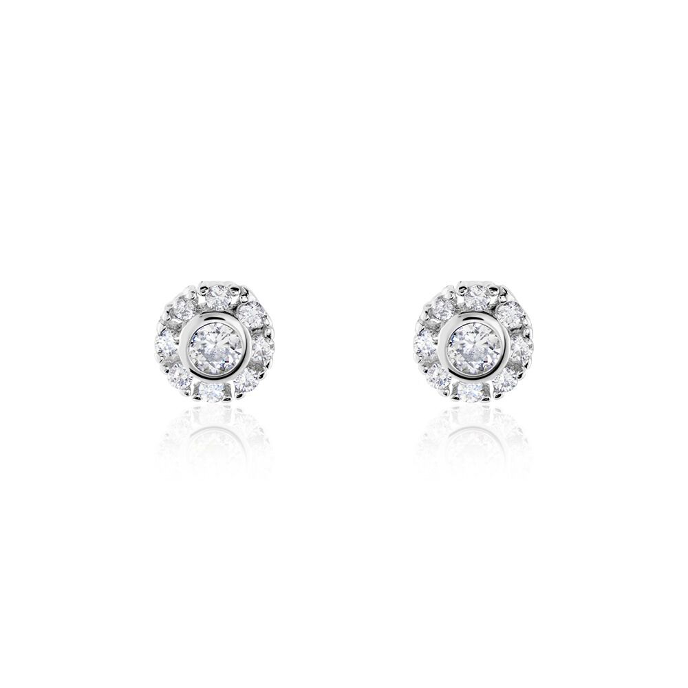 Boucles D'oreilles Puces Argent Blanc Gwenegan Oxydes De Zirconium - Puces Femme | Marc Orian