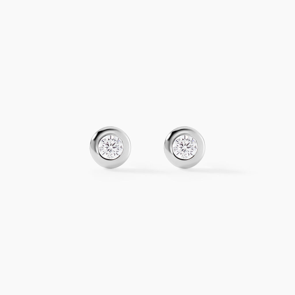 Boucles D'oreilles Puces Argent Blanc Laureano Oxydes De Zirconium - Puces Femme | Marc Orian