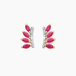 Boucles D'oreilles Puces Navette Or Jaune Rubis Diamant - Boucles d'oreilles mariage Femme | Marc Orian