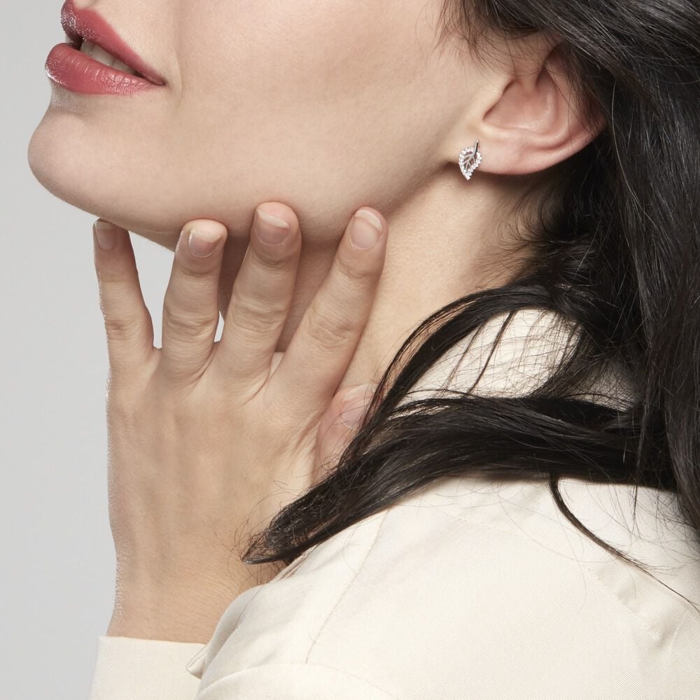Boucles D'oreilles Puces Filae Argent Blanc Oxyde De Zirconium - Puces Femme | Marc Orian