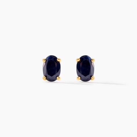 Boucles D'oreilles Puces Or Jaune Ovale Saphir - Boucles d'oreilles mariage Femme | Marc Orian