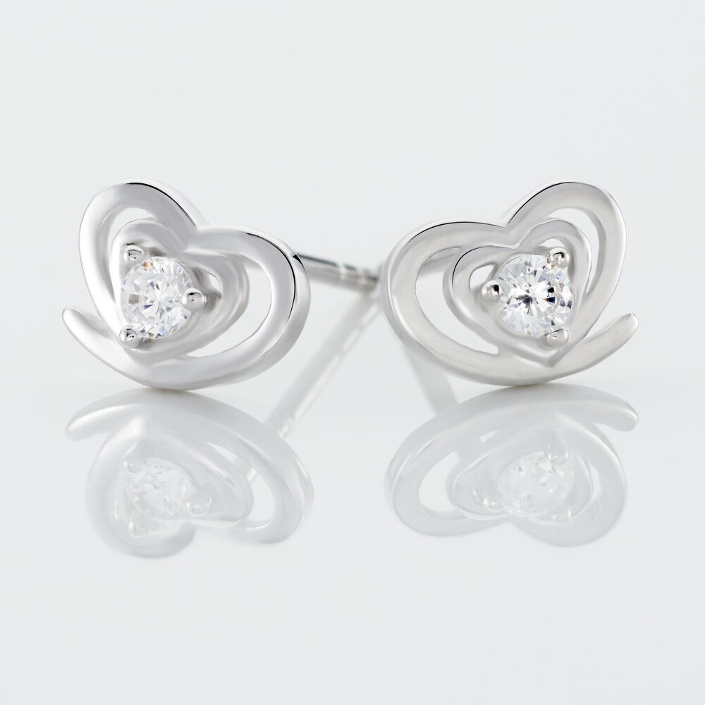 Boucles D'oreilles Puces Alou Argent Blanc Oxyde De Zirconium - Puces Femme | Marc Orian
