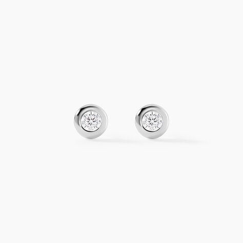 Boucles D'oreilles Puces Argent Blanc Laureano Oxydes De Zirconium - Puces Femme | Marc Orian