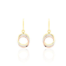 Boucles D'oreilles Pendantes Berangere Triple Cercles Or Tricolore - Boucles d'oreilles Pendantes Femme | Marc Orian