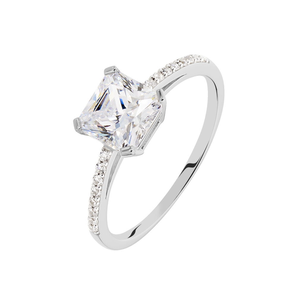Bague Beline Or Blanc Oxyde De Zirconium - Solitaires Femme | Marc Orian