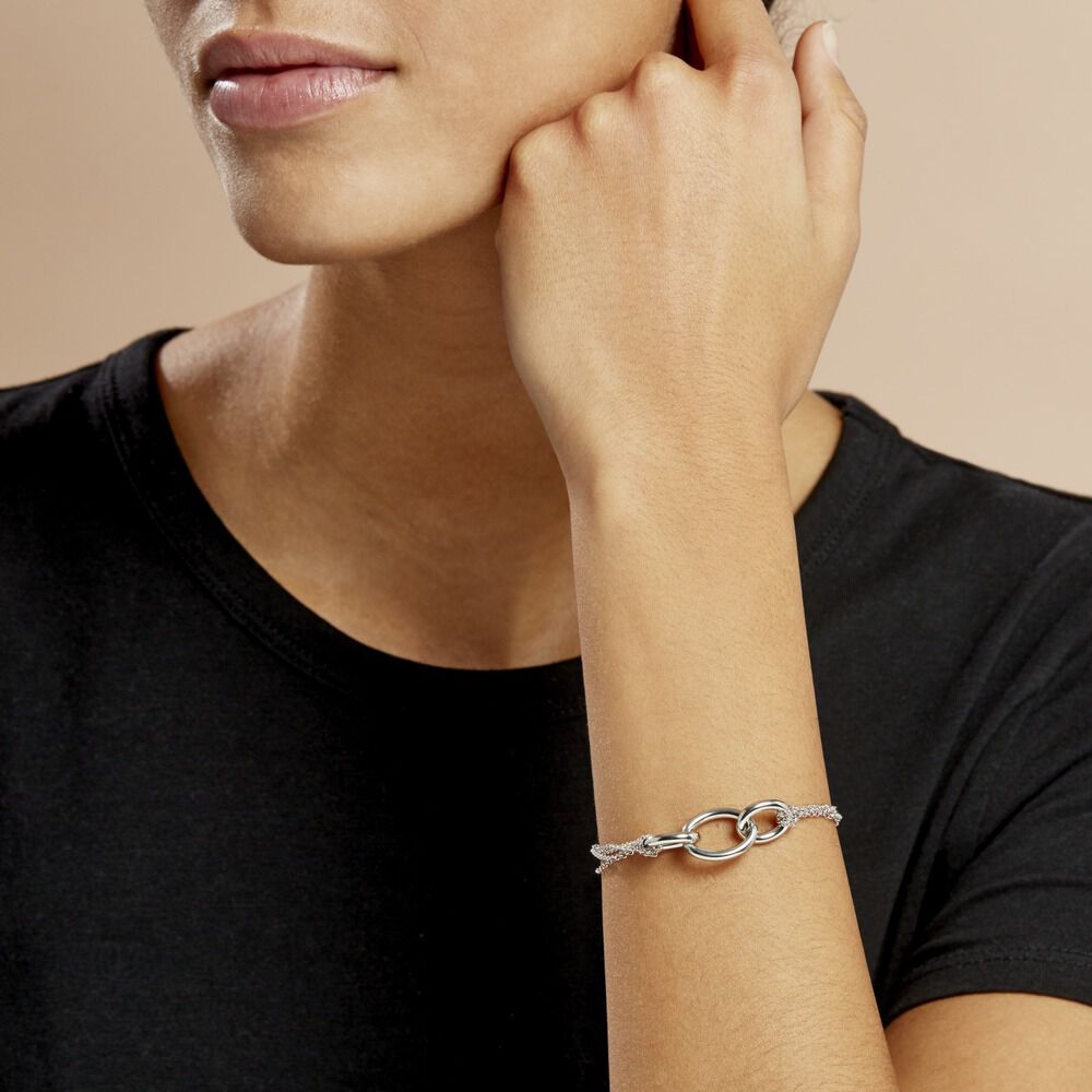 Bracelet Abassia Argent Blanc - Bracelets Anneaux Entrelaces Femme | Marc Orian