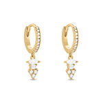 Cr&eacute;oles &eacute;clat Perl&eacute; Plaqu&eacute; Or Oxyde De Zirconium - Boucles d'oreilles pampille Femme | Marc Orian