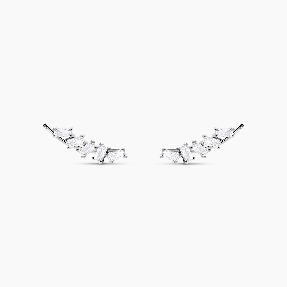 Boucles D'oreilles Grimpantes Adonia Argent Blanc Oxyde De Zirconium - Piercings d'oreilles Femme | Marc Orian