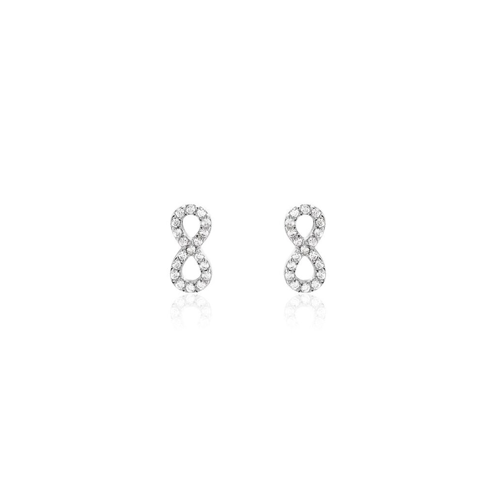 Boucles D'oreilles Puces Terah Argent Blanc Oxyde De Zirconium - Puces Femme | Marc Orian