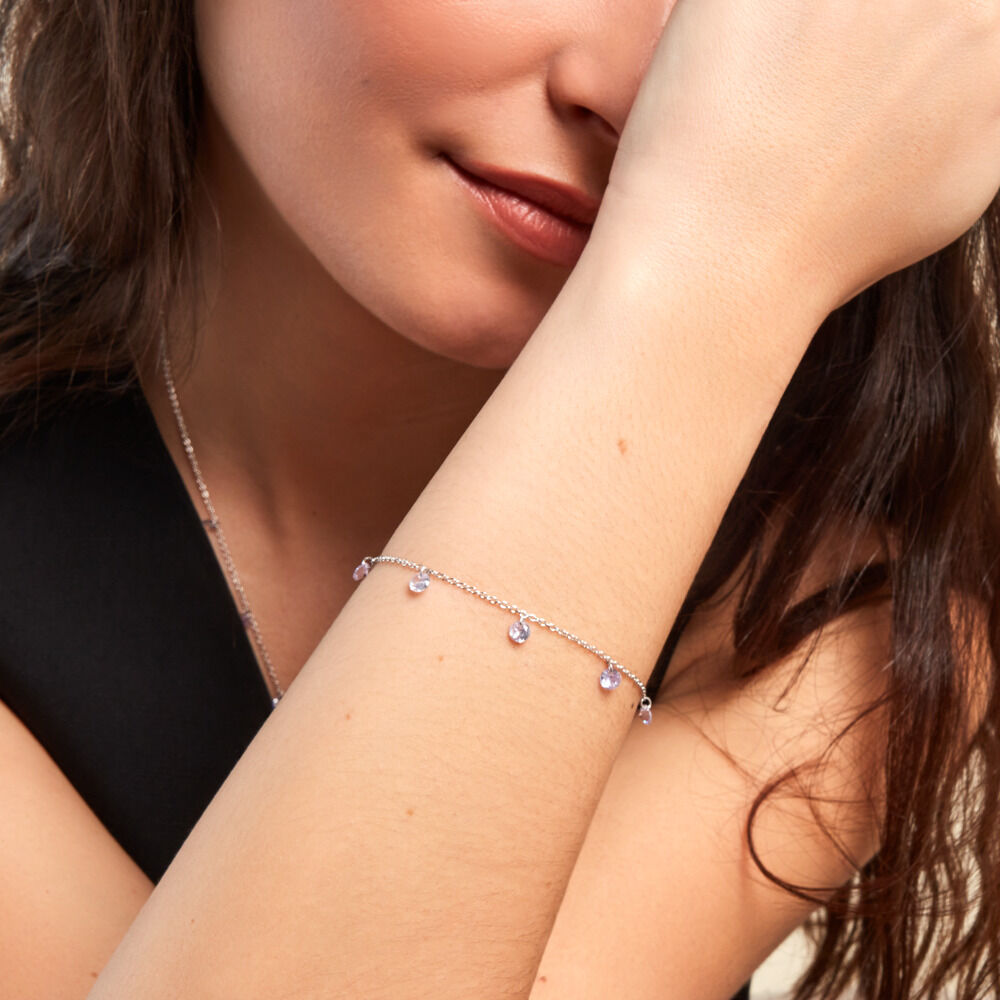 Bracelet Collie Argent Blanc Oxyde De Zirconium - Bracelets chaînes Femme | Marc Orian