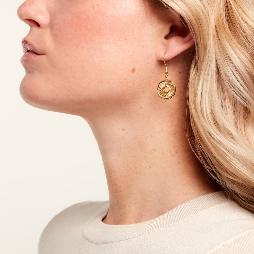 Boucles D'Oreilles Pendantes Goker Acier Jaune - Pendantes Femme | Marc Orian