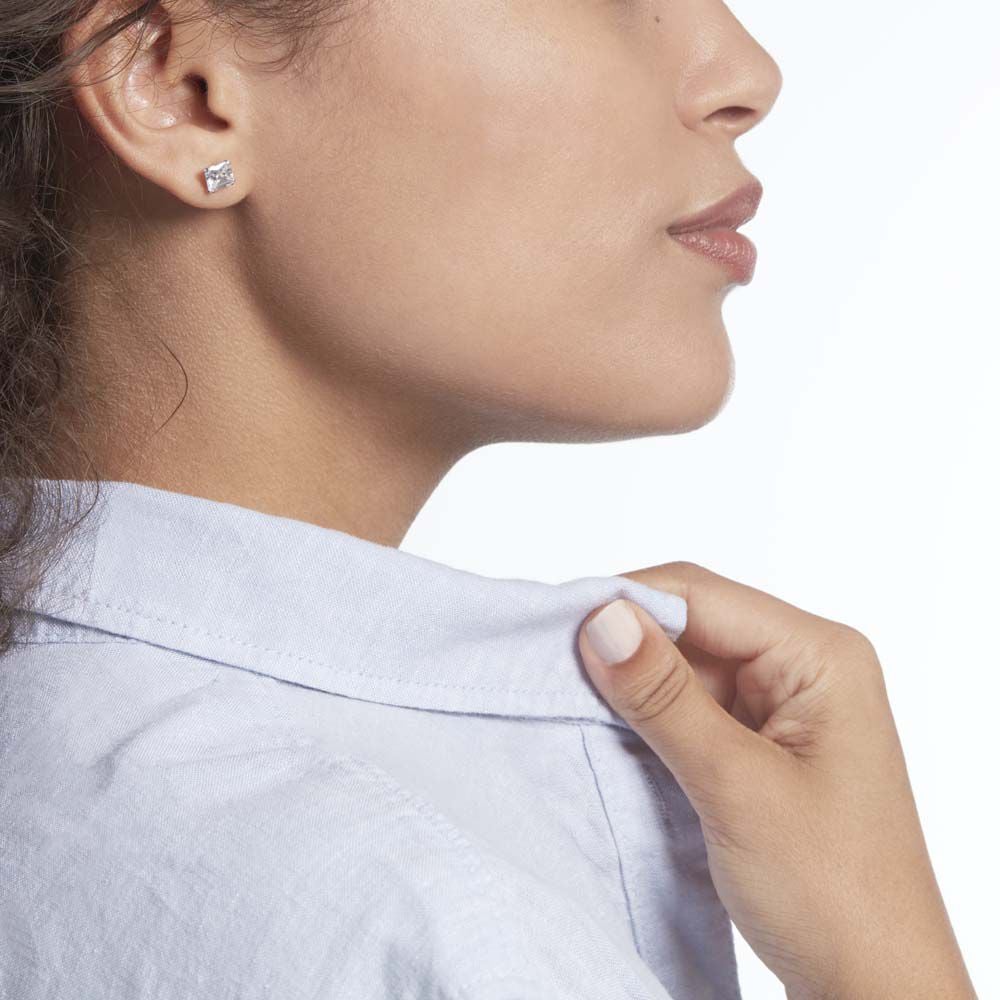Boucles D'oreilles Puces Or Blanc Doreen Oxydes De Zirconium - Puces Famille | Marc Orian