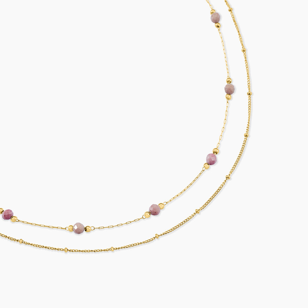 Collier Acier Jaune Rhodochrosite - Colliers avec pierres Femme | Marc Orian