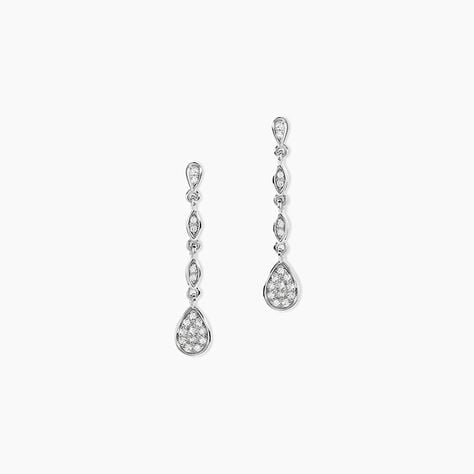 Boucles D'oreilles Pendantes Unice Or Blanc Diamant - Pendantes Femme | Marc Orian