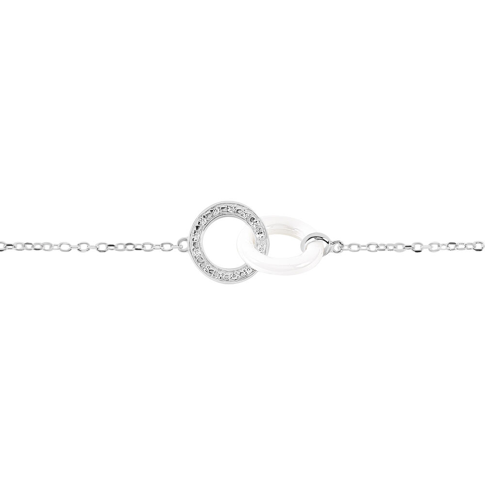 Bracelet Dina Argent Blanc Céramique Et Oxyde De Zirconium - Bracelets Anneaux Entrelaces Femme | Marc Orian