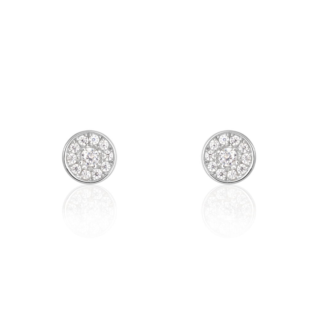Boucles D'oreilles Puces Auxana Argent Blanc Oxyde De Zirconium - Puces Femme | Marc Orian