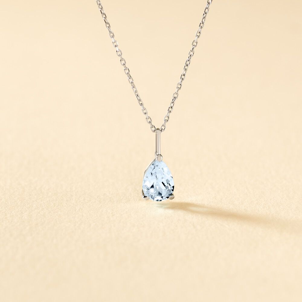 Collier Goutte Or Blanc Topaze - Colliers avec pierres Femme | Marc Orian