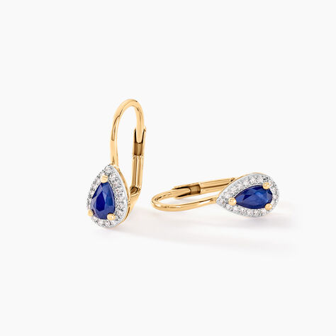Boucles D'oreilles Pendantes Doorsie Or Jaune Saphir Et Diamant - Boucles d'oreilles pierres précieuses Femme | Marc Orian