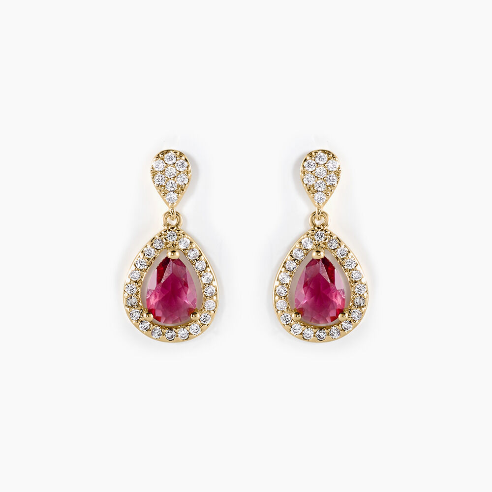 Boucles D'oreilles Pendantes Brigita Plaqué Or Pierre Et Oxyde - Pendantes Femme | Marc Orian