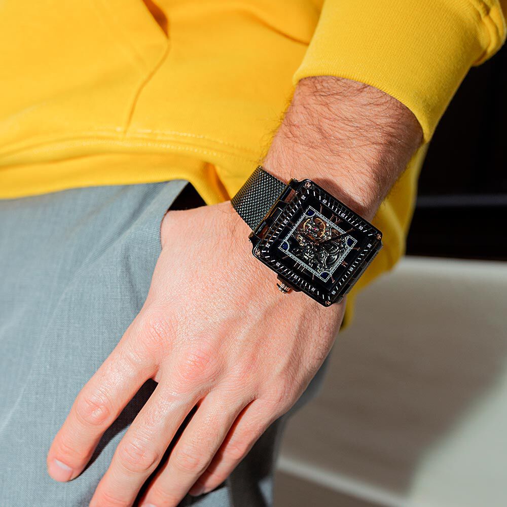 Montre Montignac Square Automatique Noir - Montres automatiques Homme | Marc Orian