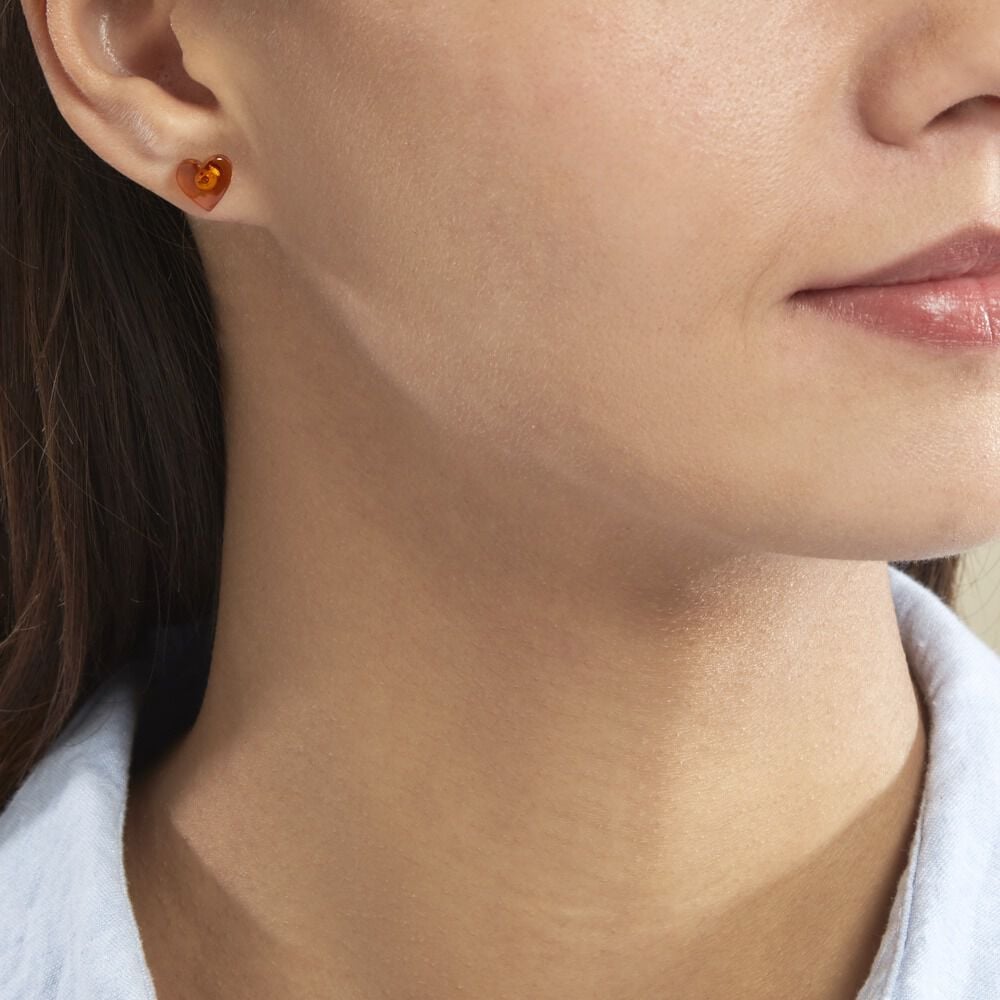 Boucles D'oreilles Puces Argent Blanc Nida Ambre - Puces Femme | Marc Orian