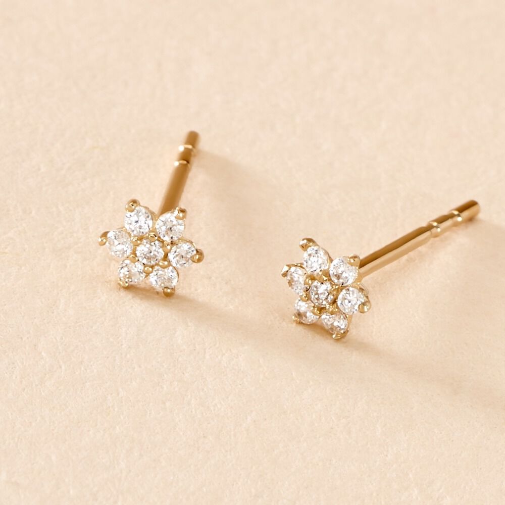 Boucles D'Oreilles Puces Barnabas Or Jaune Oxyde De Zirconium - Puces Femme | Marc Orian